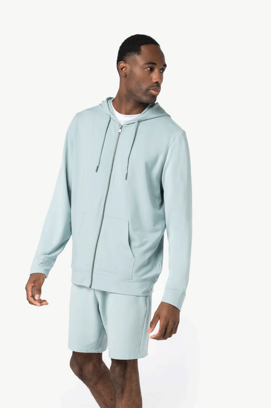 Sweat Zippé à Capuche Léger en Modal Costume Carbone en PROMOTION